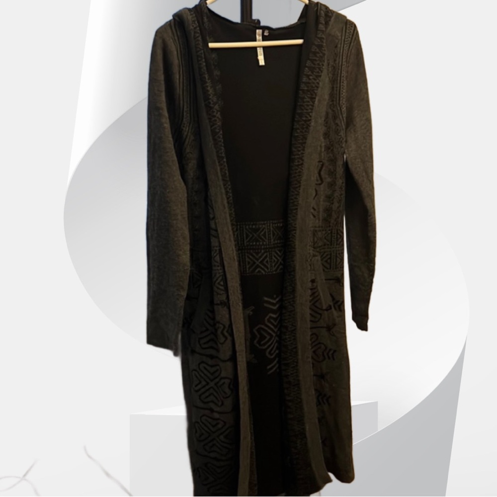 Long hooded cardigan